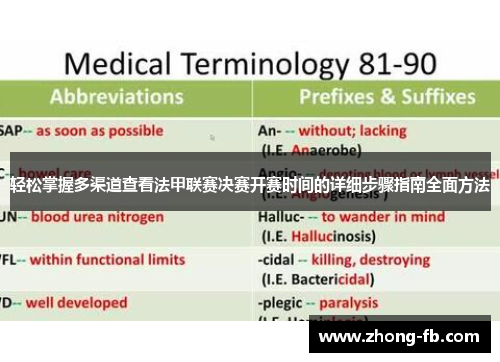 轻松掌握多渠道查看法甲联赛决赛开赛时间的详细步骤指南全面方法
